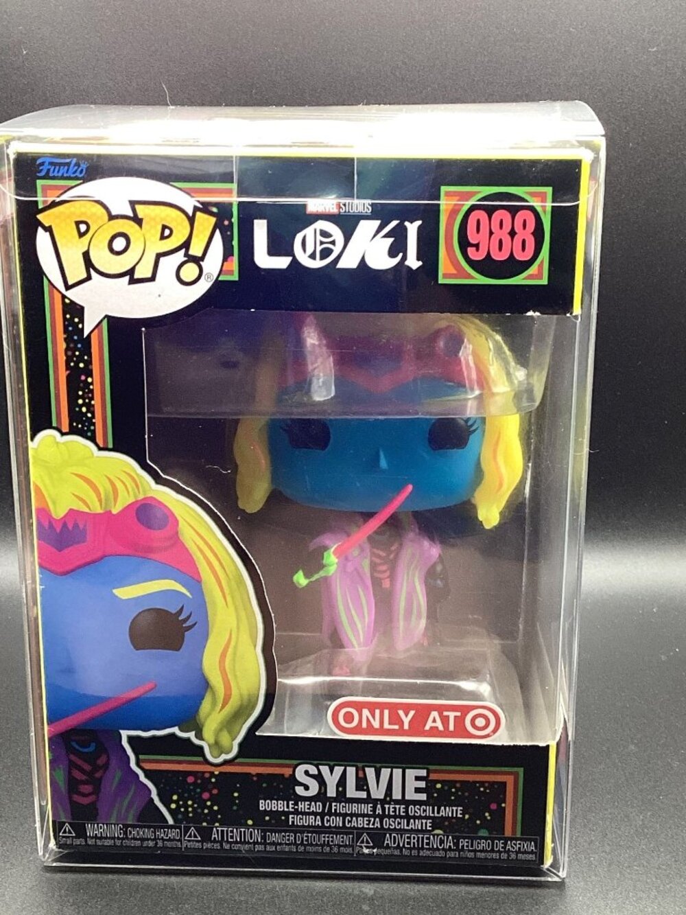 Funko Pop! Marvel Loki Sylvie Blacklight #988 Vinyl Figure w/ Protector New Item